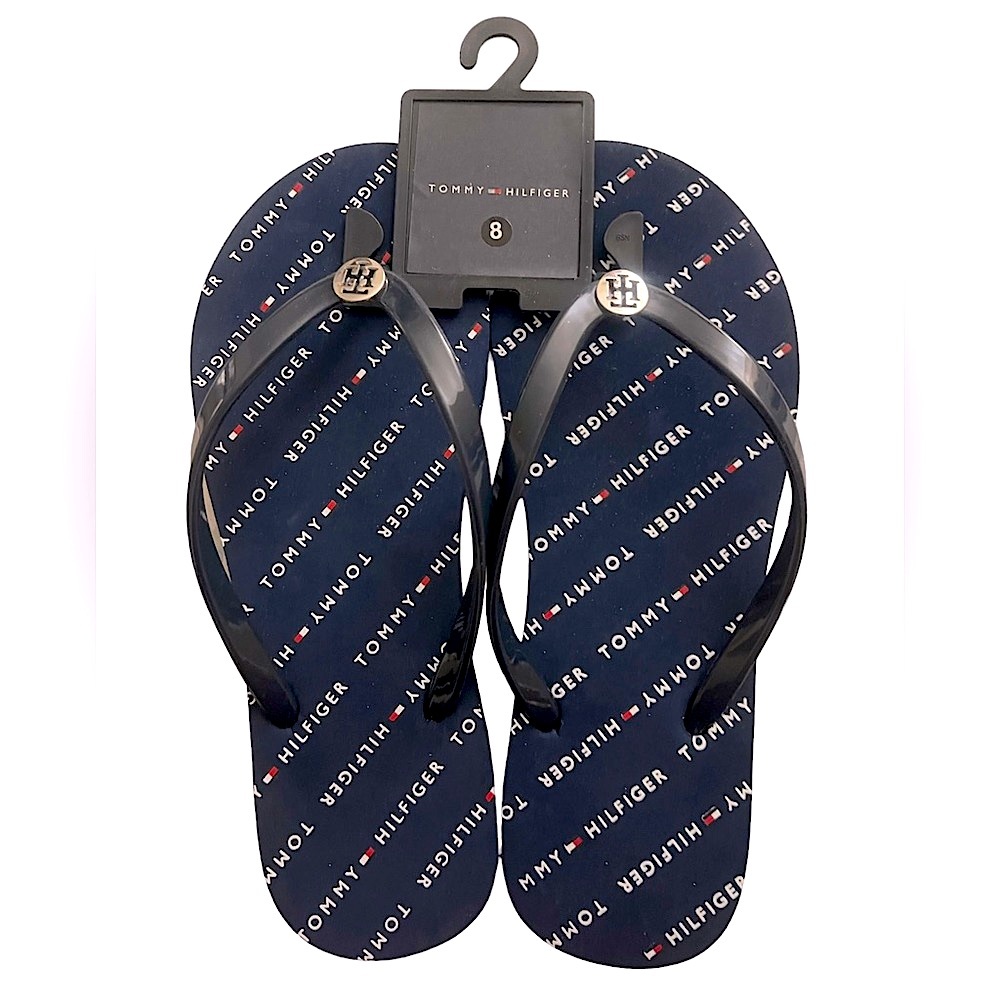 Tommy Hilfiger flip flop sandals , size 8 , navy blue